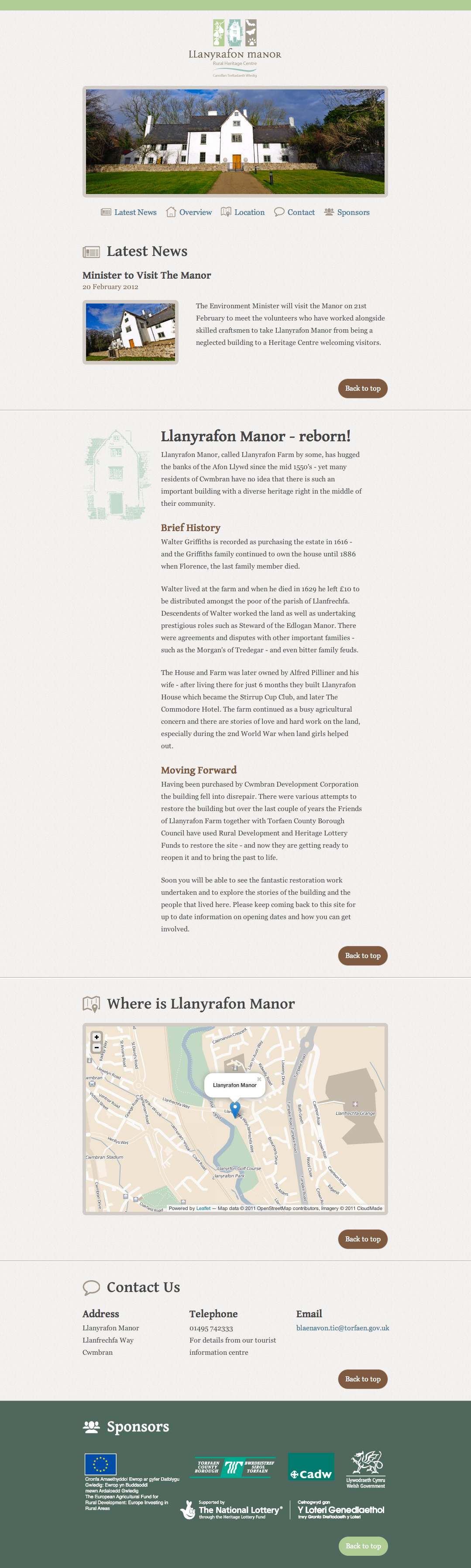 Llanyrafon Manor – Rural Heritage Centre Website Screenshot