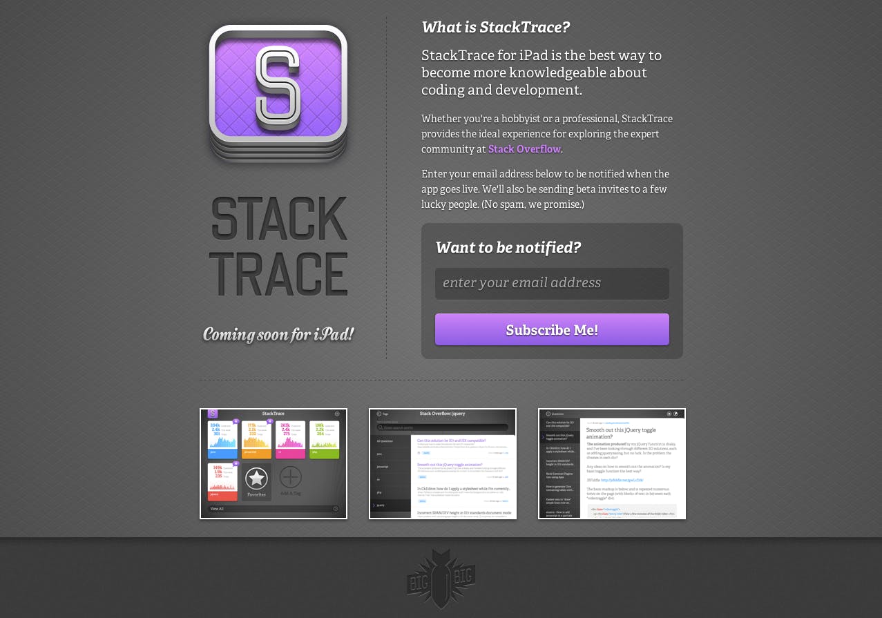 StackTrace Website Screenshot