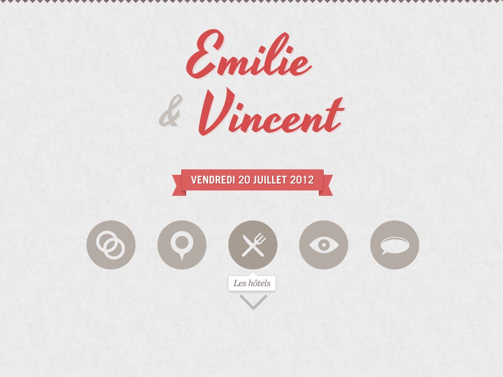 Emilie & Vincent’s Wedding Website Screenshot