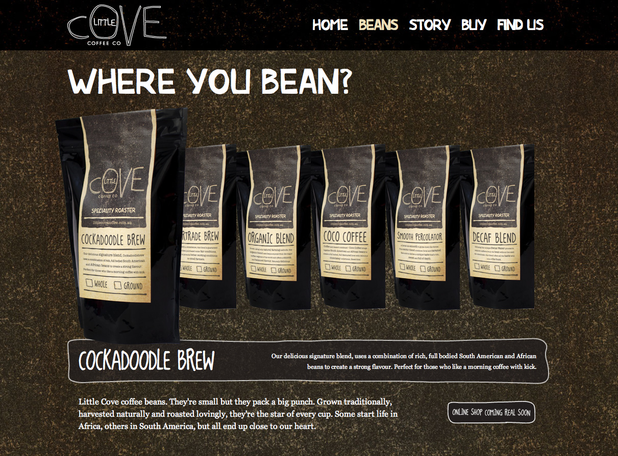Little Cove Coffee Co Website Screenshot