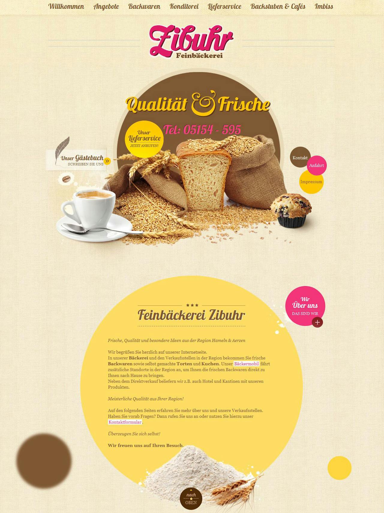 Feinbäckerei Zibuhr Website Screenshot