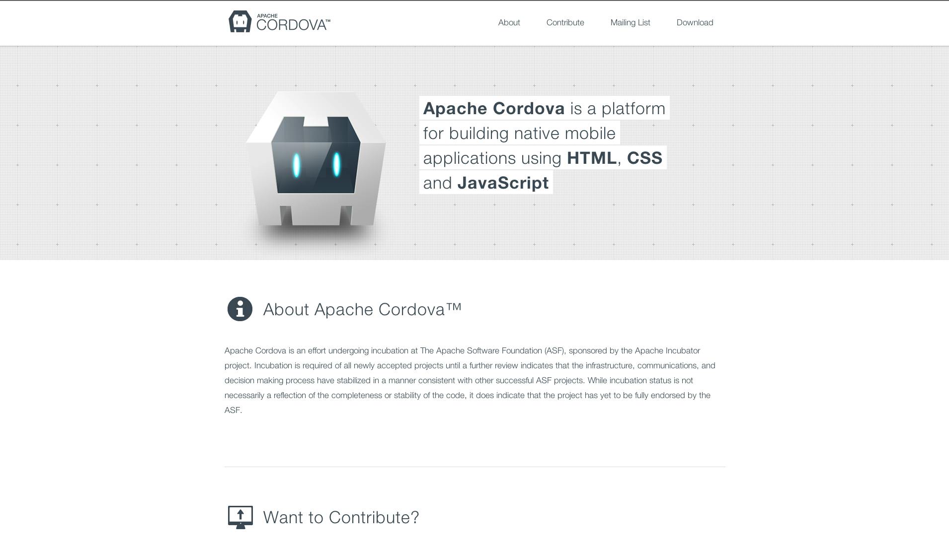 Apache Cordova Website Screenshot