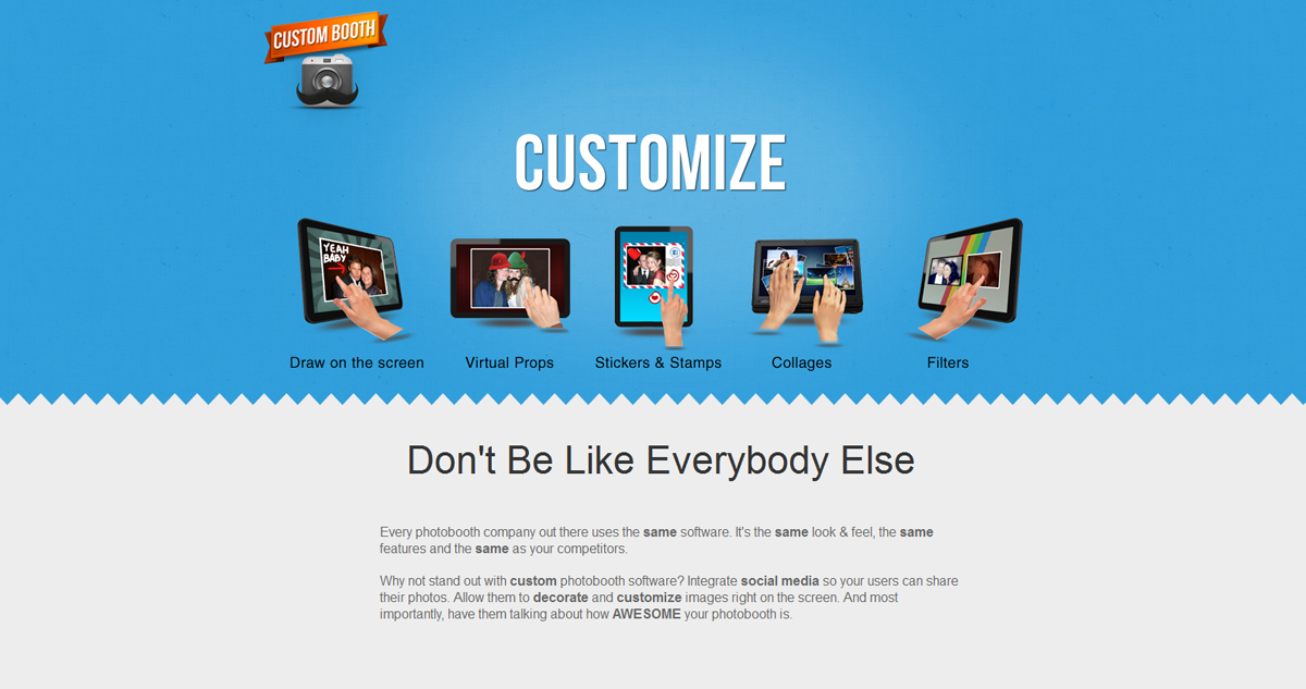 Custom Photobooth Software Website Screenshot