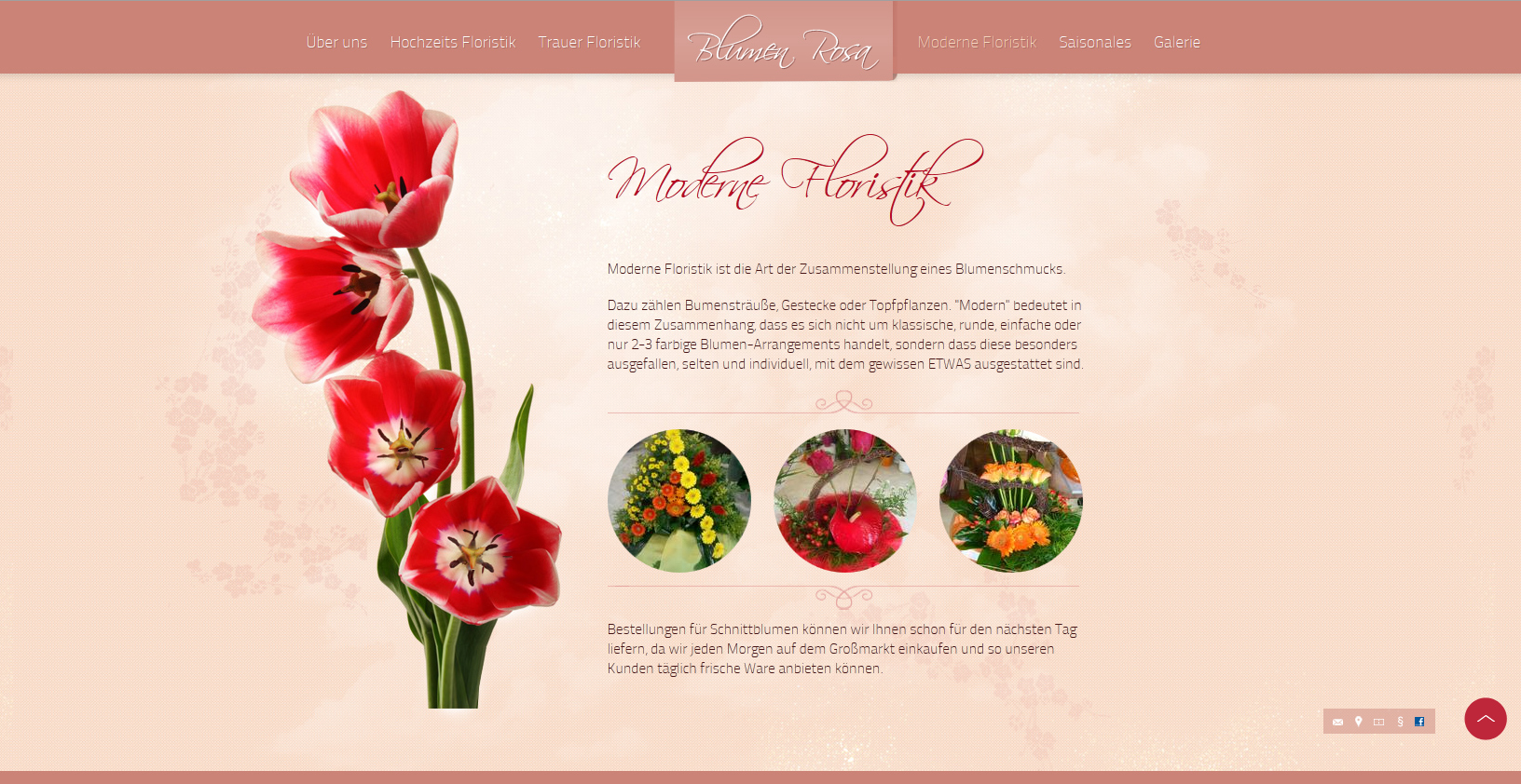 Blumen Rosa Website Screenshot