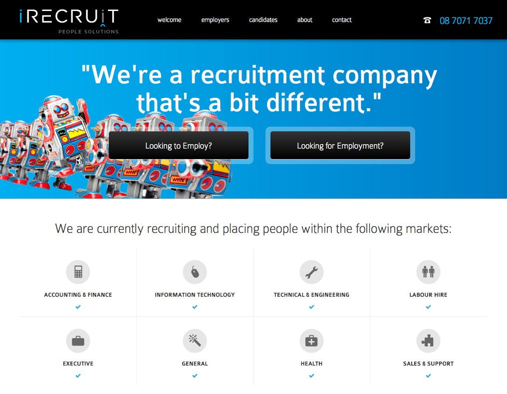 iRecruit Website Screenshot