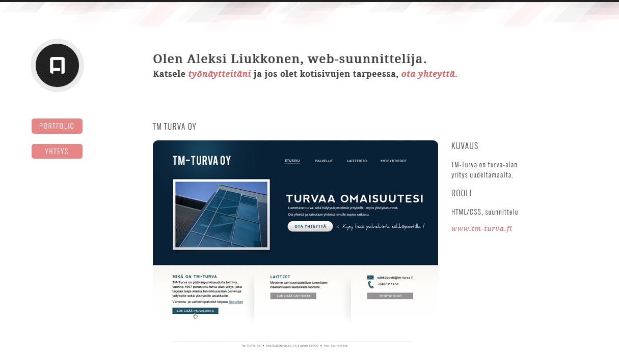 Aleksi Liukkonen Website Screenshot