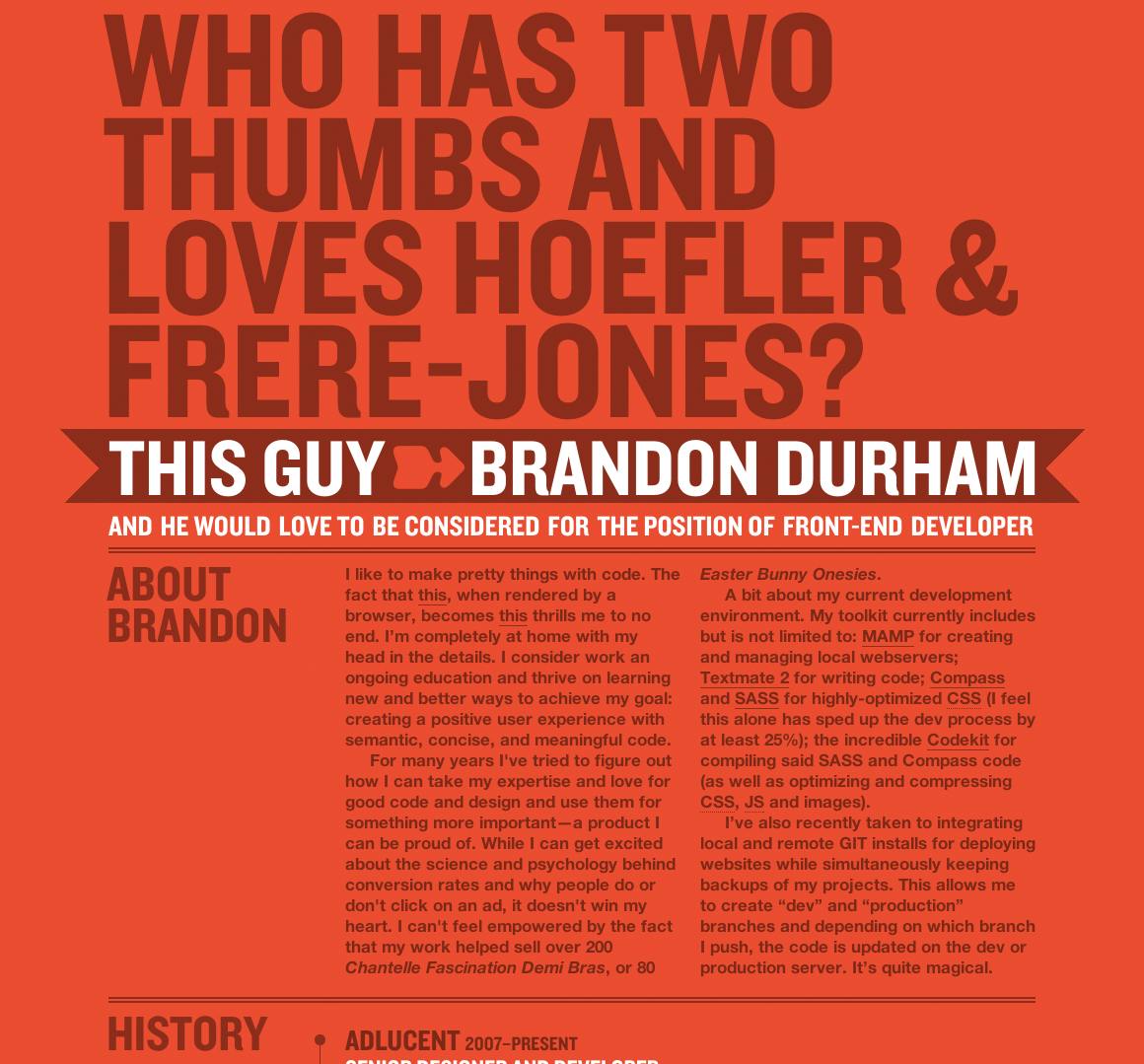Hoefler & Frere-Jones + Brandon Durham = Pure Magic Website Screenshot