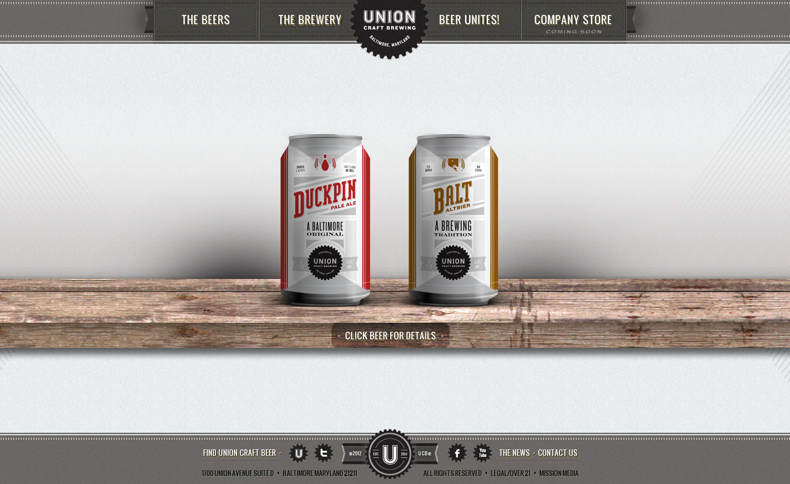 Union Craft Brewing Website Screenshot