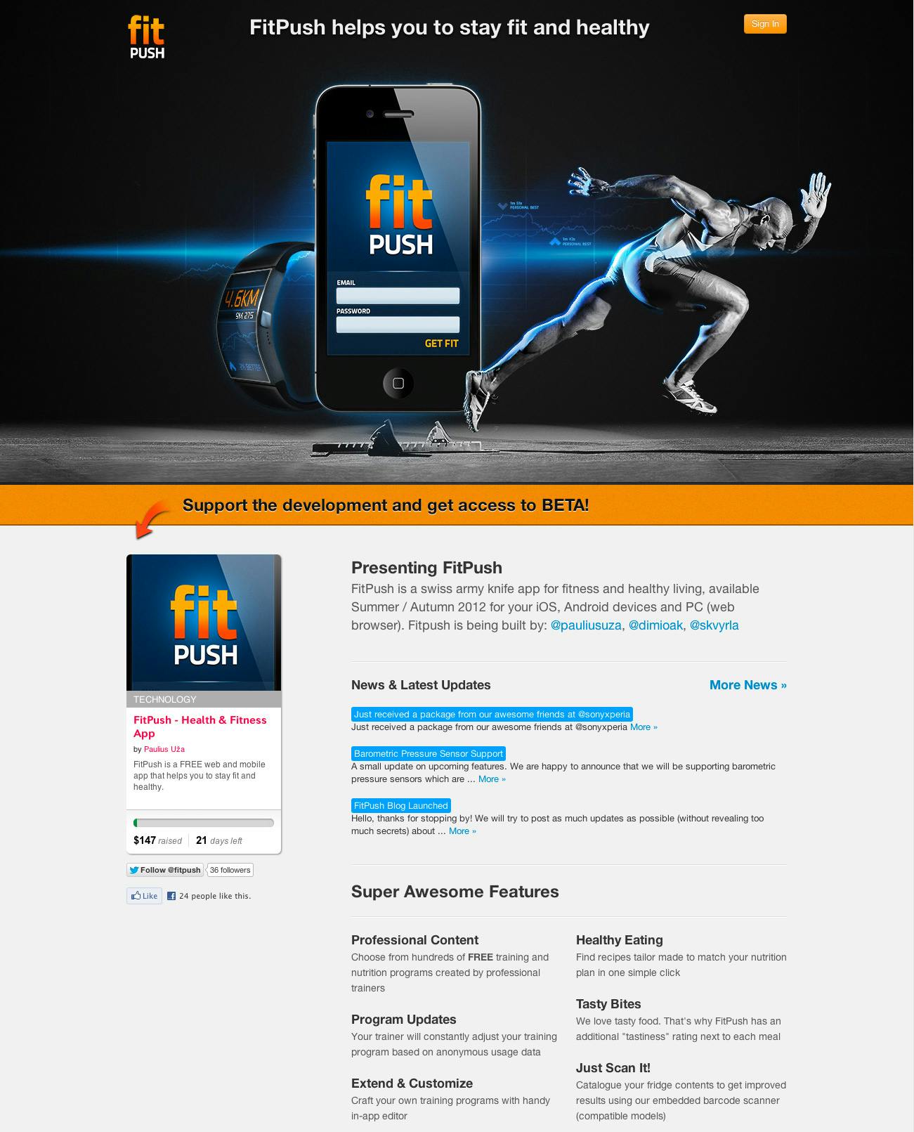 FitPush Website Screenshot