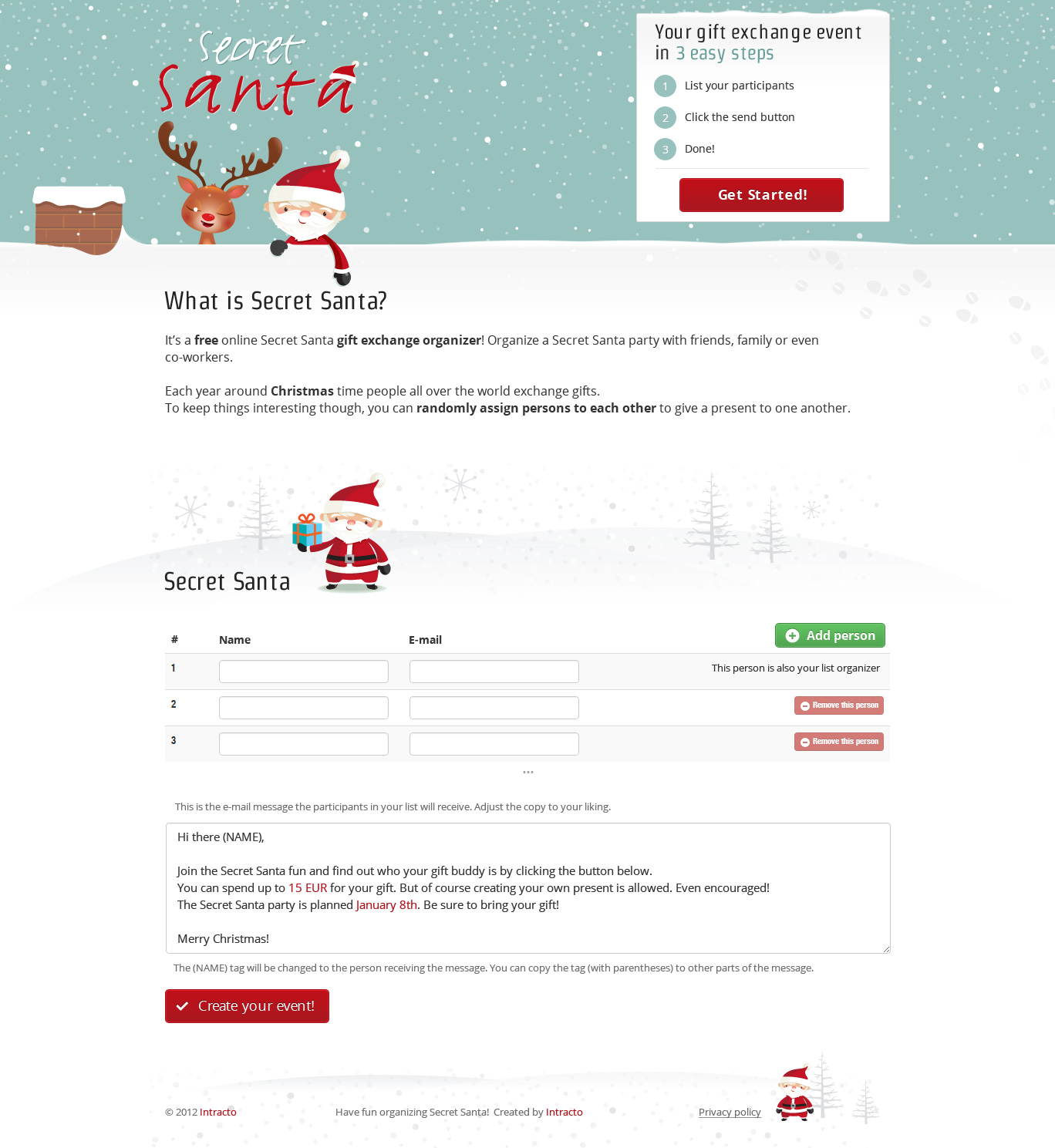 Secret Santa One Page Website Award