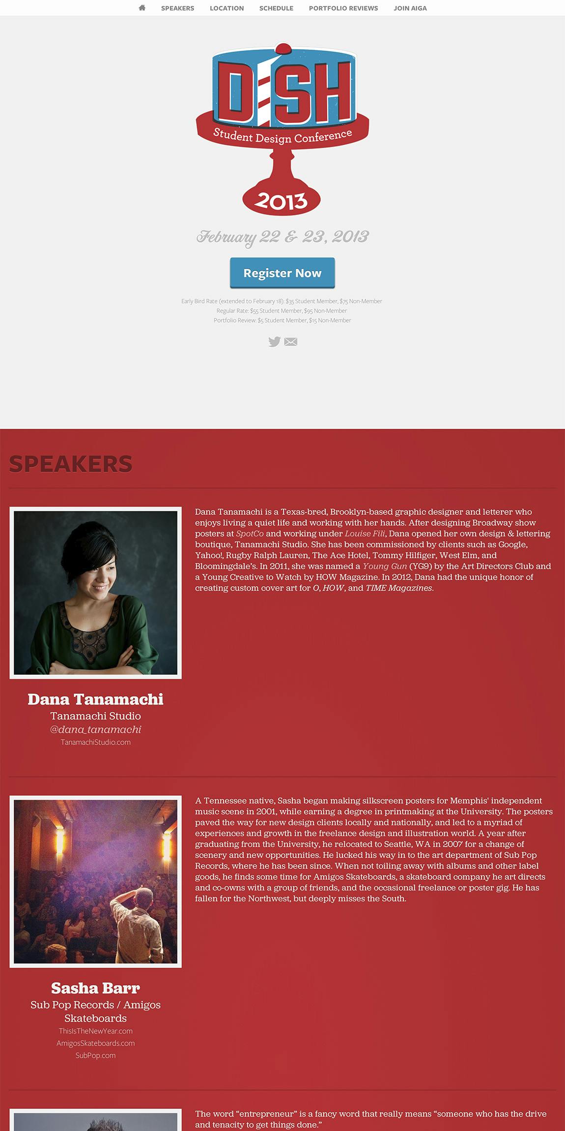 AIGA Dish Conference 2013 Website Screenshot