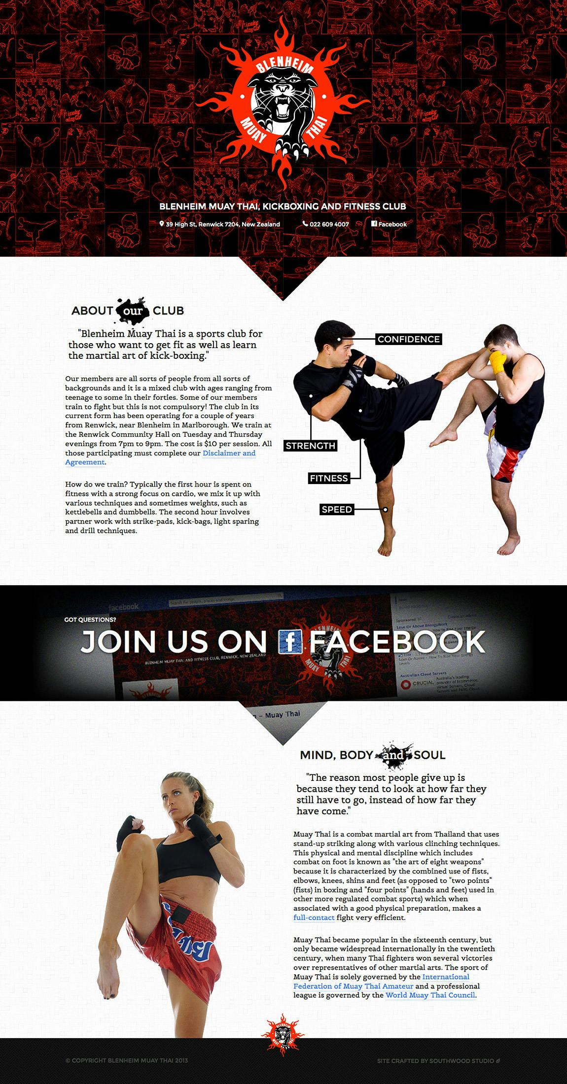 Blenheim Muay Thai Website Screenshot