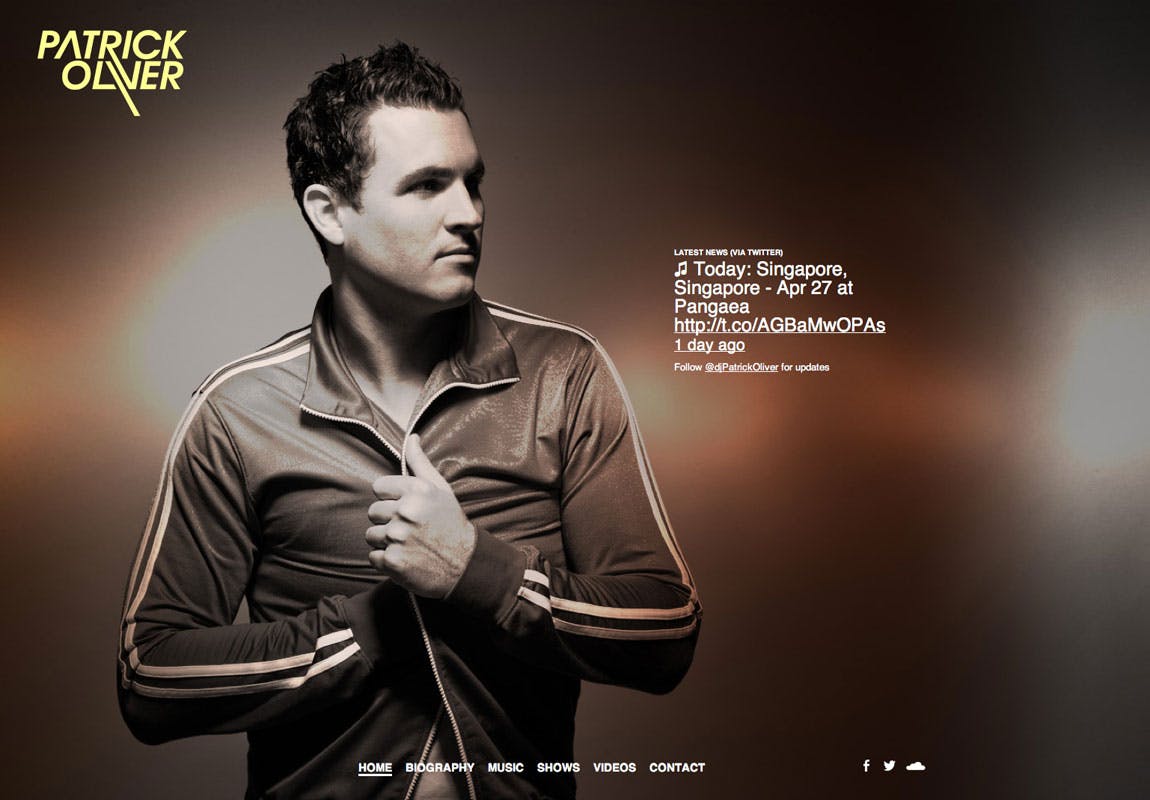 DJ Patrick Oliver Website Screenshot