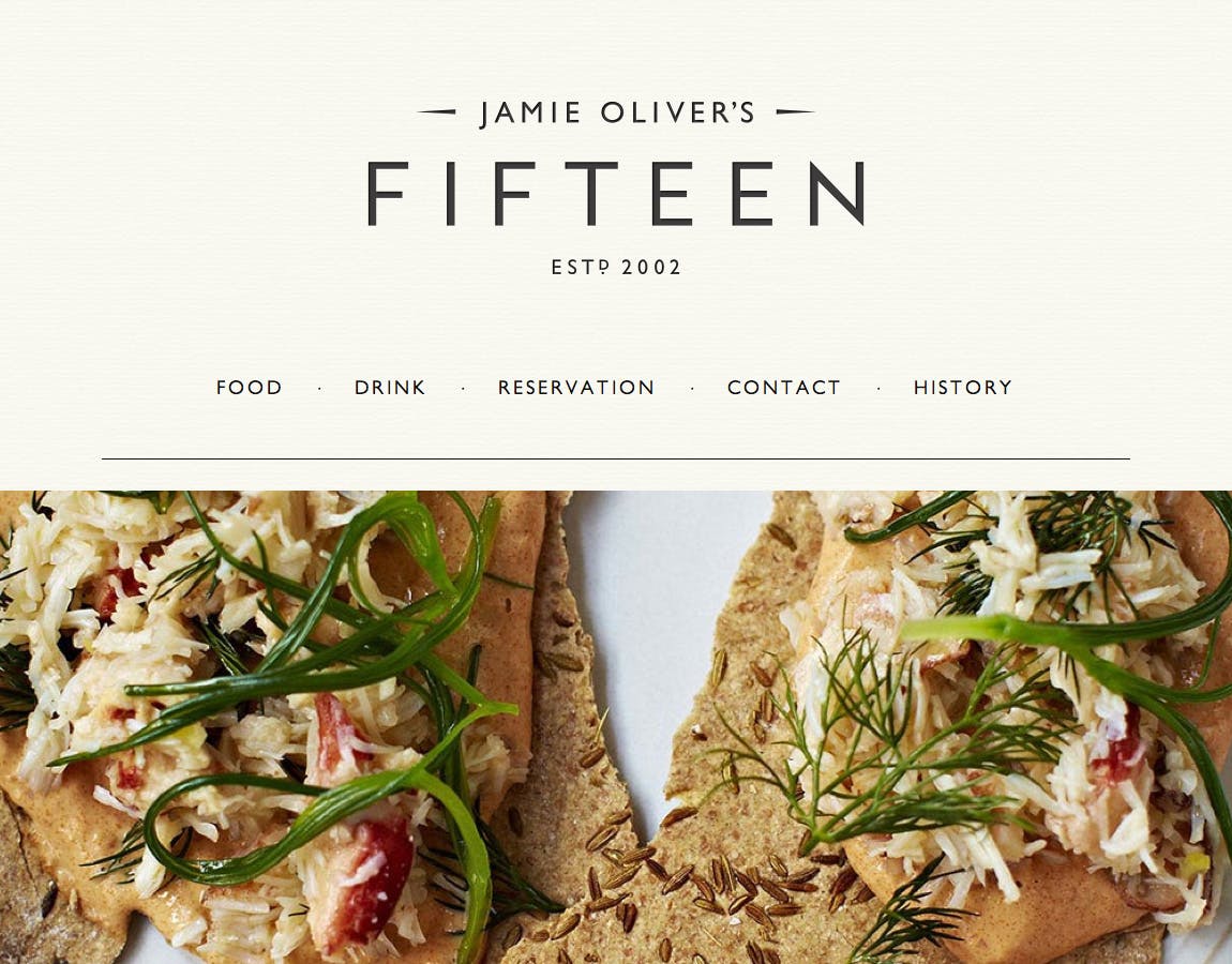 Jamie Oliver’s Fifteen Website Screenshot