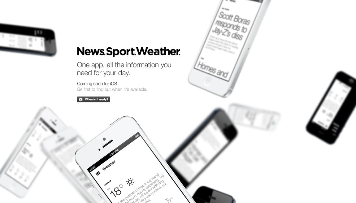 News.Sport.Weather. Website Screenshot