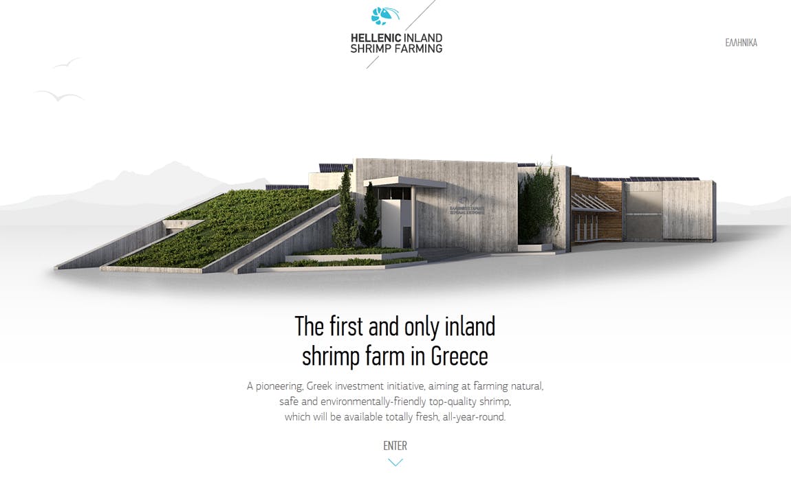 Hellenic Inland Shrimp Farms Website Screenshot